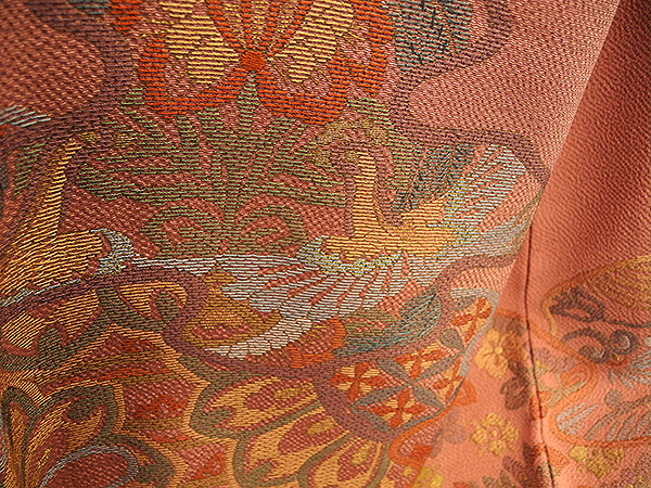 （22）色留袖　着物　リサイクル　正絹　SILK　中古美品 pre-owned　ちりめん　 Japanese Kimono　 160cm 62.9inch _画像8