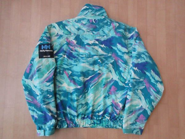 80's 90's ヘリーハンセン SEA LIFE マリン 総柄 ナイロン ジャケット XL HELLY HANSEN ブルゾン ジャンパー ヨット レース セーリング/n_マリン総柄・ナイロンジャケット裏面