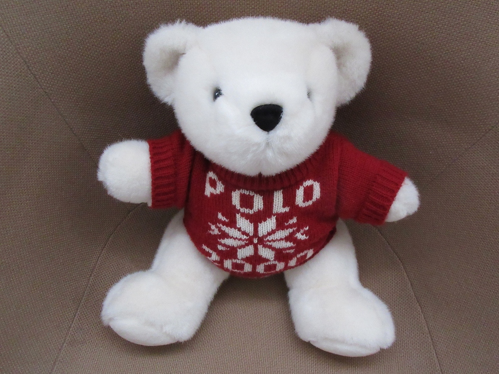 90\'s Ralph Lauren 1999 year Polo Bear -POLO snow. crystal 2000 knitted soft toy Polo Bear bear BEAR doll RALPH LAUREN snow pattern sweater /n