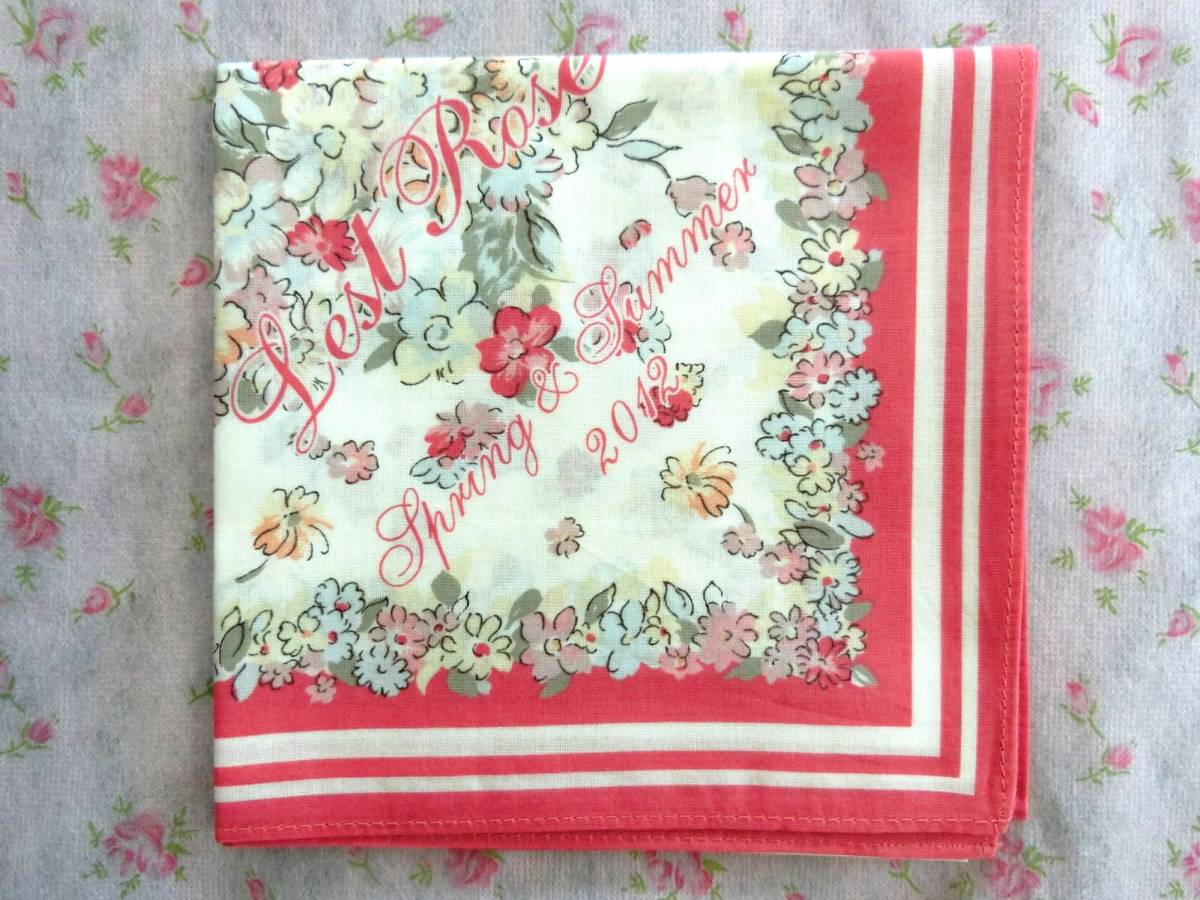 [ including carriage ][ unused * beautiful goods * not for sale ]L\'EST ROSE* L'Est Rose * Novelty shower flower pattern handkerchie red red series /2012SS