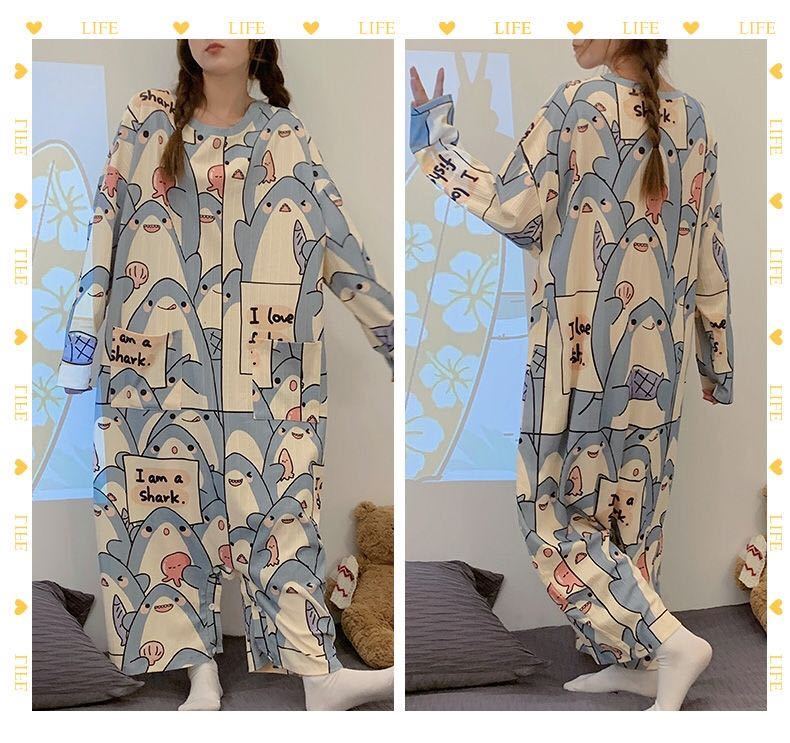  lady's room wear pyjamas spring autumn long ream body clothes easy pretty large size LWEA004(L-4XL)