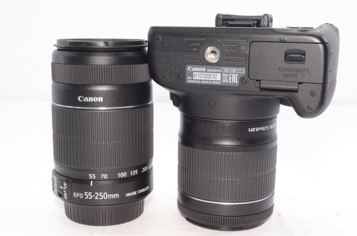 Canon キャノン EOS KISS X7 ダブルズームキッド 純正レンズフード kenkoプロテクター 純正予備バッテリー付き(キヤノン