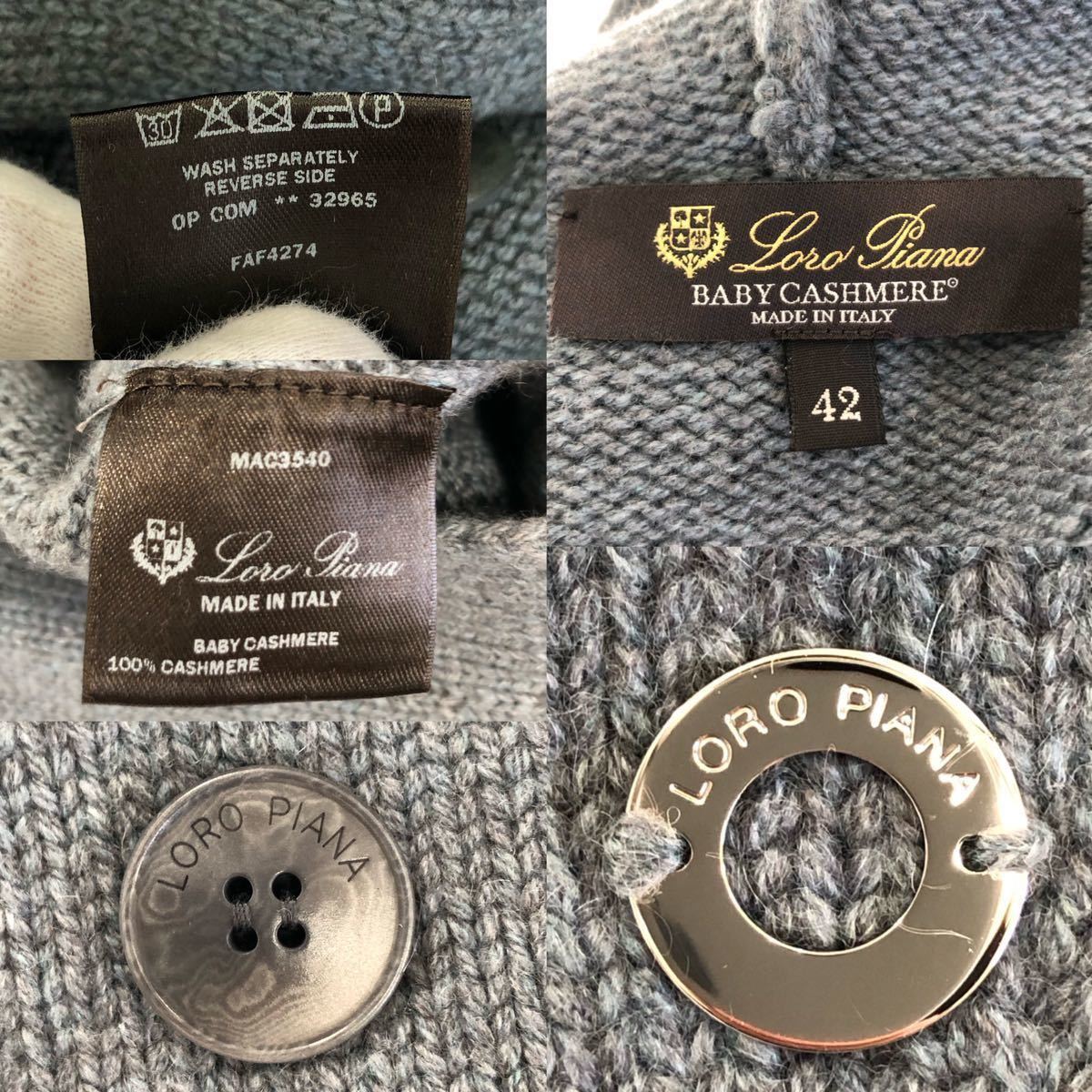 美品 Loro Piana ロロピアーナ ニット パーカー カーディガン カシミヤ