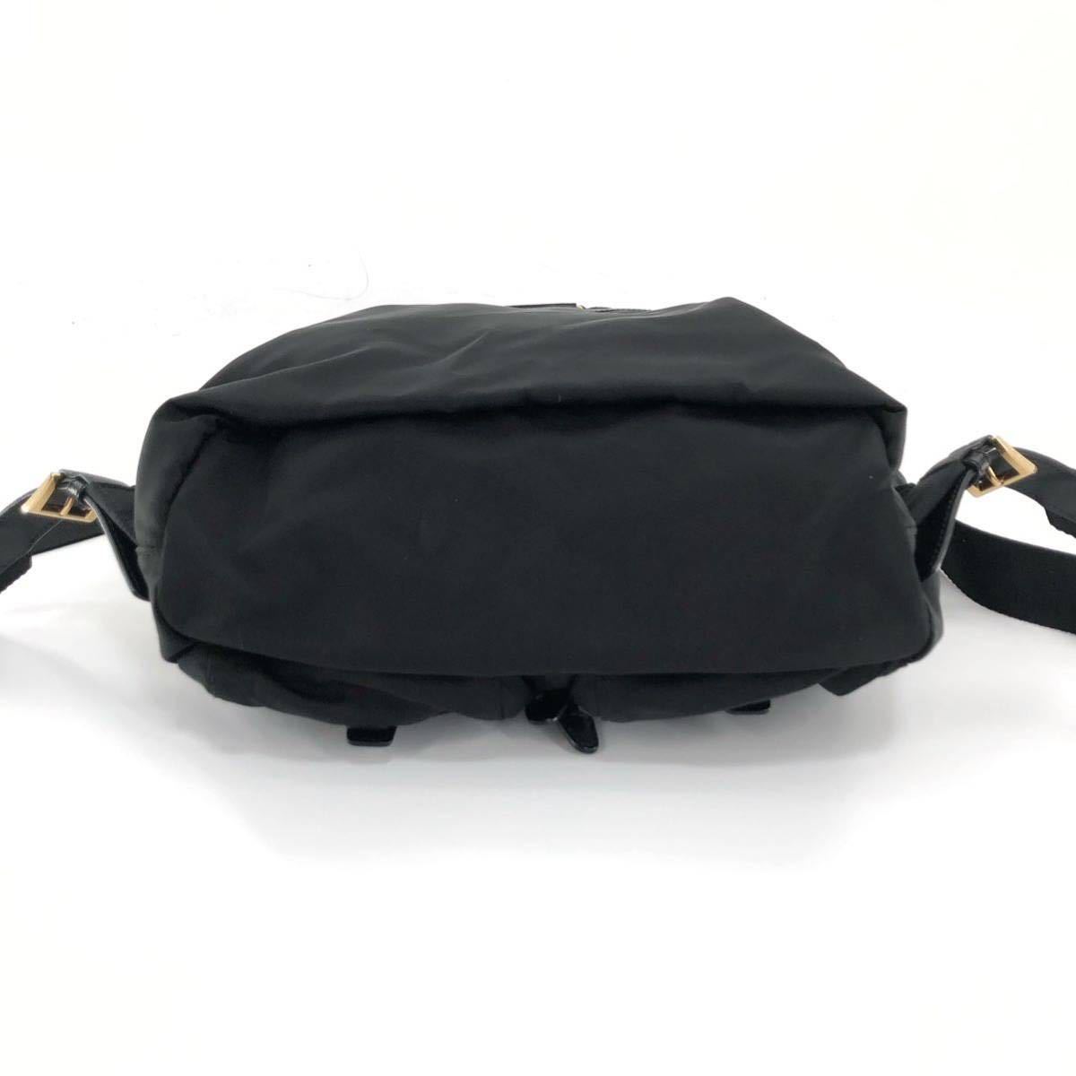 美品 PRADA プラダ バッグ リュック ナイロン レザー ブラック 白タグ