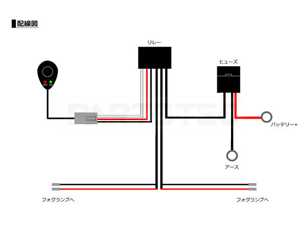 フォグ配線 フォグ リレー ハーネス フォグランプ 配線 フォグライト 12V 汎用 スイッチ付 作業灯 取付配線 軽トラ トラック / 20-22_画像4