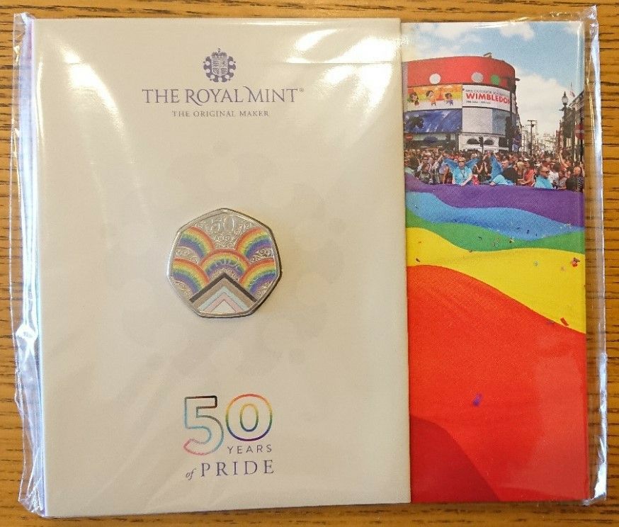 2022 イギリス LGBTQ+ プライド・パレード50周年記念 50ペンス カラー白銅貨