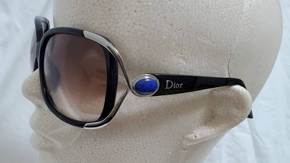  стандартный редкость Christian Dior Dior Logo metal eye line ("реснички") ювелирные изделия солнцезащитные очки чёрный чай синий lapis крупный Stone большой линзы I одежда 
