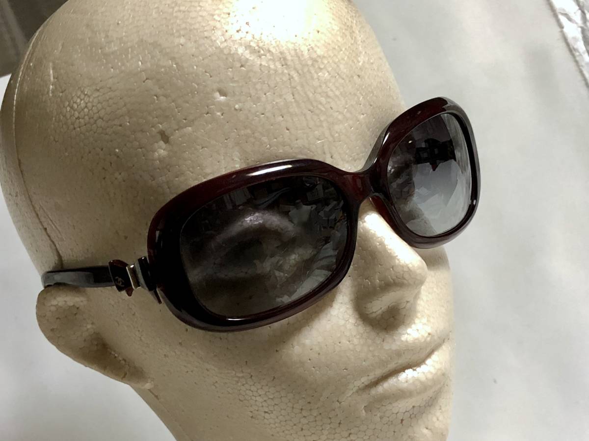  regular beautiful ultra rare Celeb favorite Chanel CHANEL ribbon × here Mark equipment ornament sunglasses red series × black wine red × black lens man and woman use possible * glasses 0