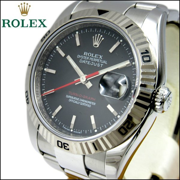 TS ROLEX/ロレックス メンズ腕時計 デイトジャスト ターノグラフ 116264 F番 2022年10月日ロレOH済み ブラック文字盤 自動巻き