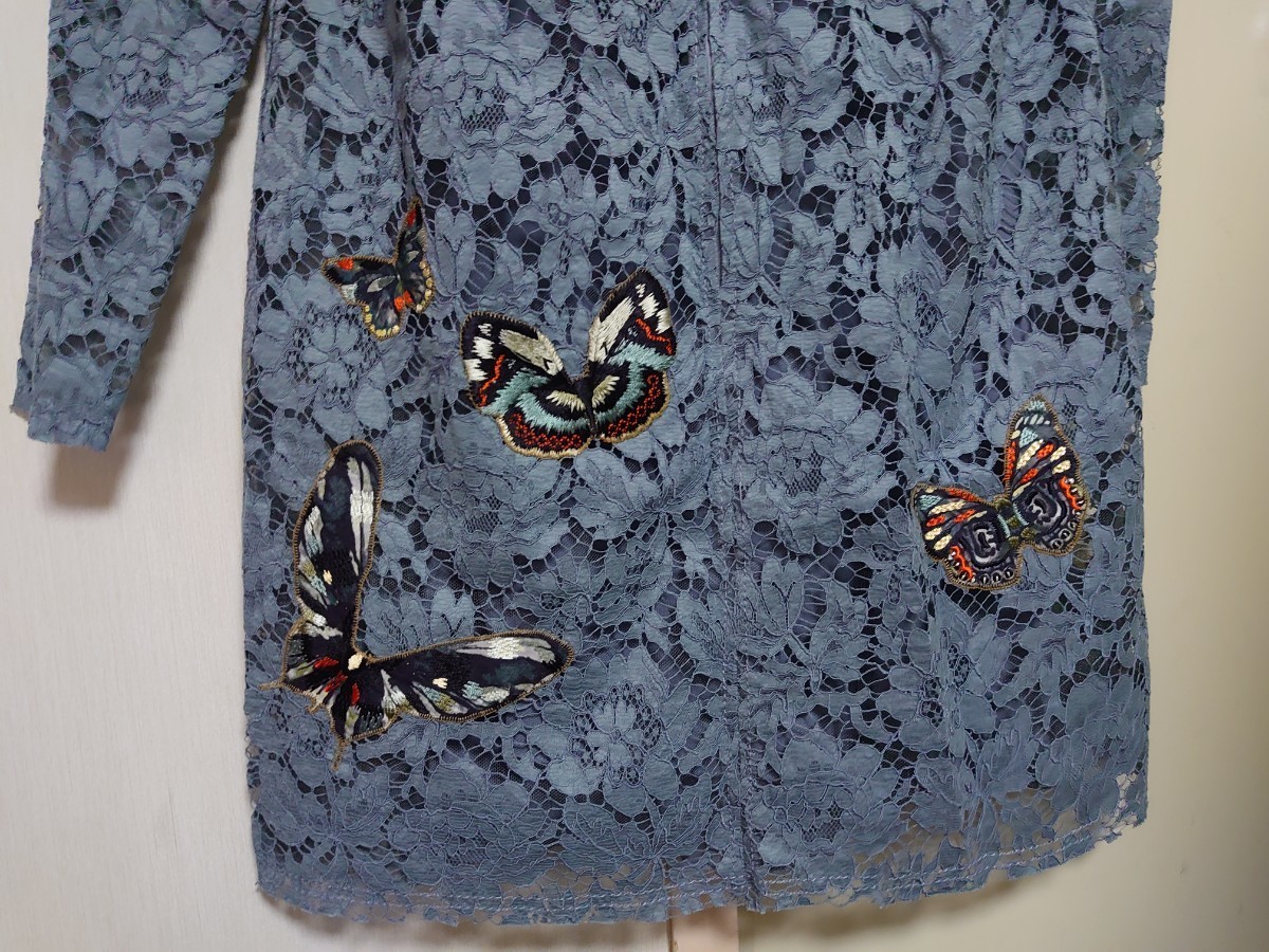 VALENTINO バタフライ刺繍 ヘビーレース ドレス ワンピース-
