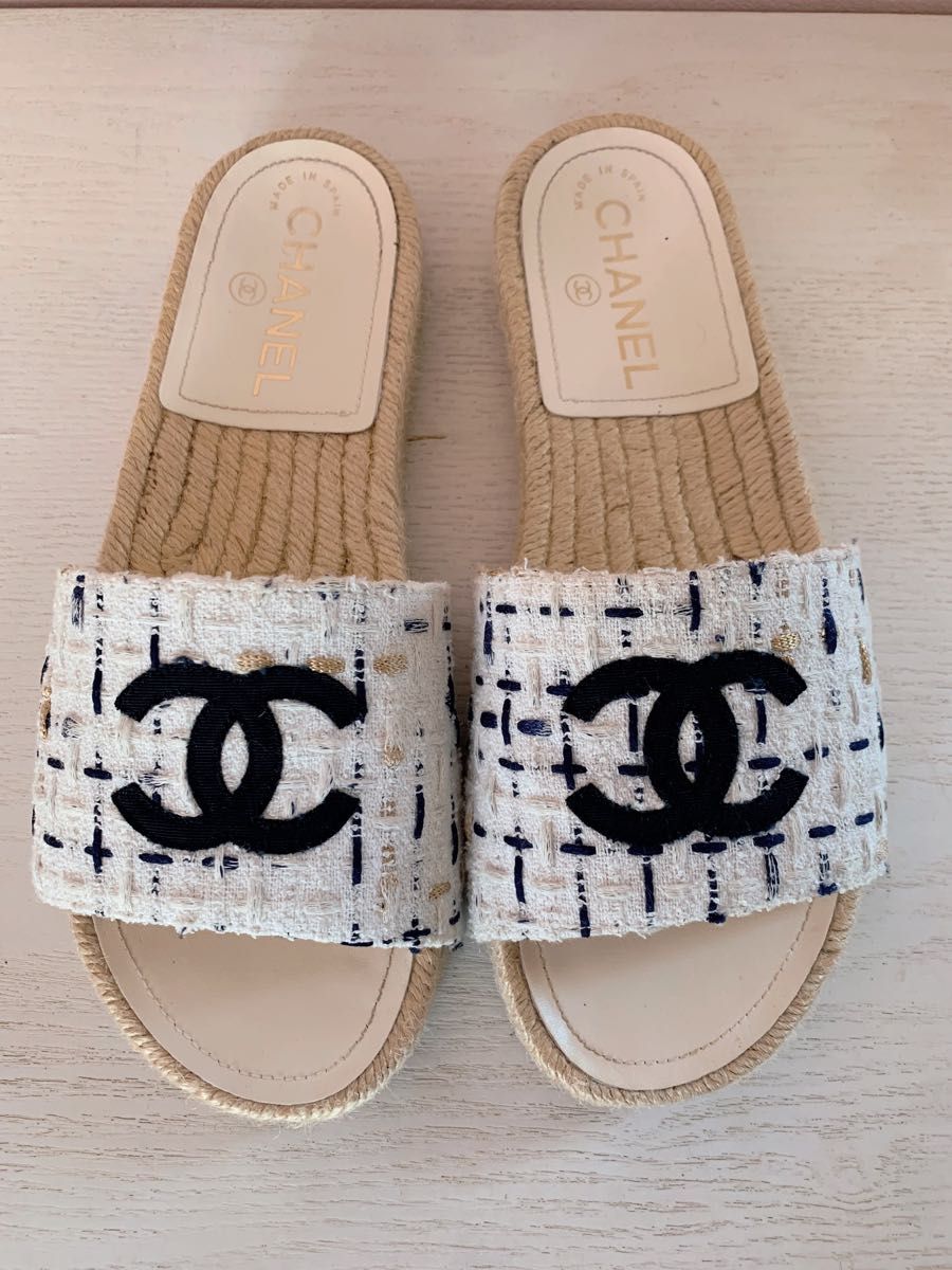 CHANEL 正規品 美品 レア ツイードサンダル size36 | noonanwaste.com