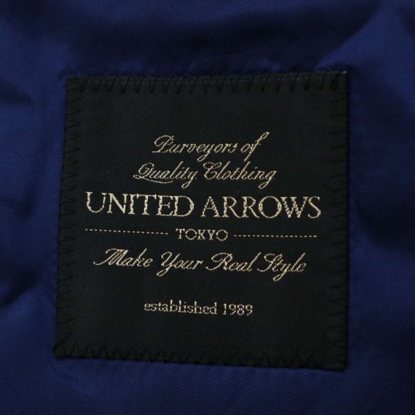 UNITED ARROWS ユナイテッドアローズ 背抜き ストライプ★ タスマニア ウール100% テーラード ジャケット Sz.50　メンズ 紺　C3T01813_3#O_画像7