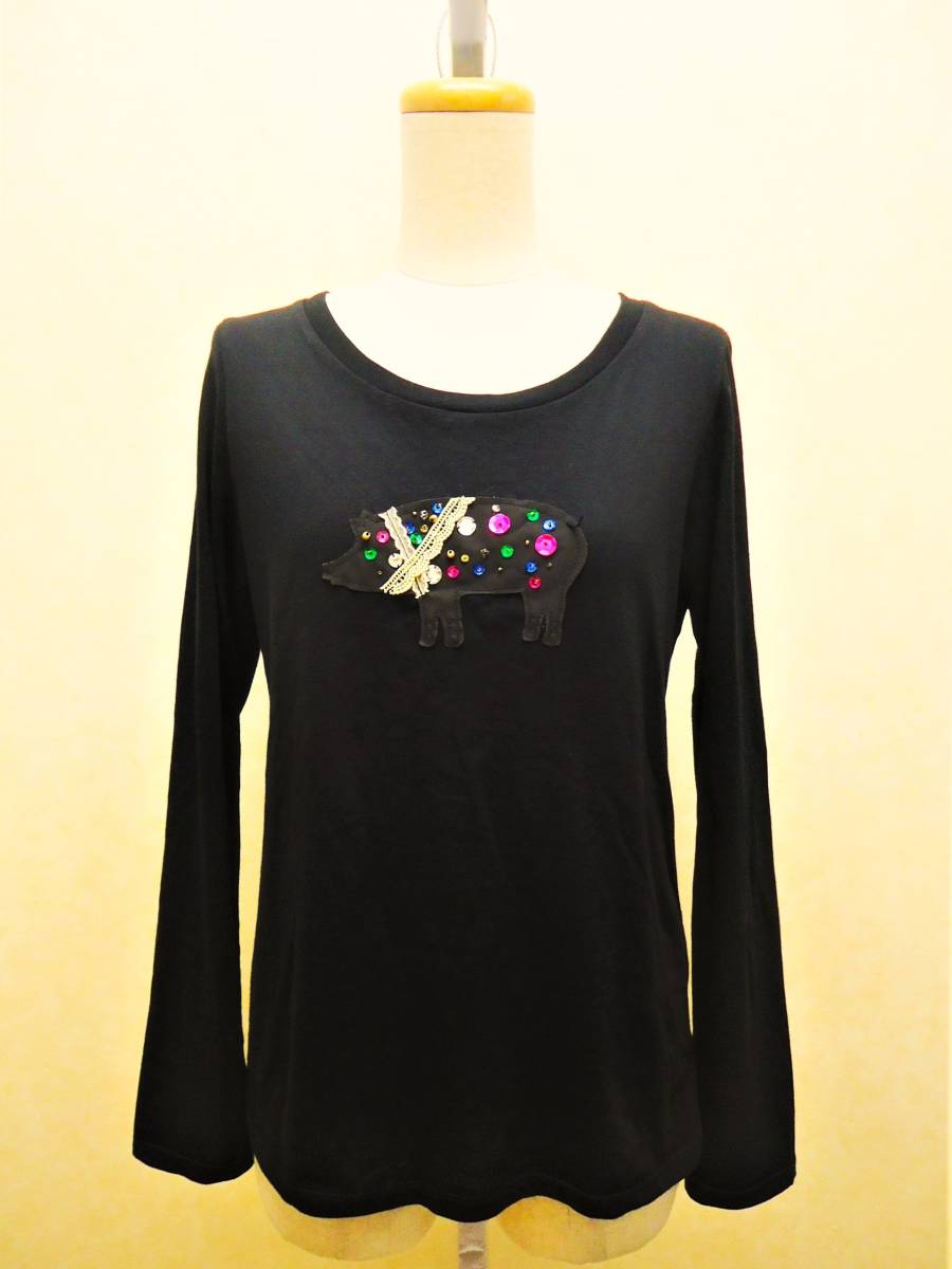  free shipping! Sunao Kuwahara Span & race. patchwork black long sleeve cut and sewn (M)