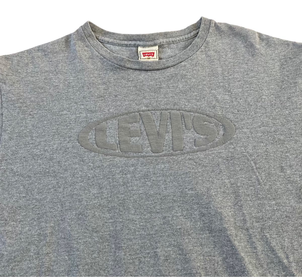 80s USA製 levis リーバイス ビッグロゴ デカロゴ 発泡プリント Tシャツ 杢グレー 霜降り　オールド　ビンテージ
