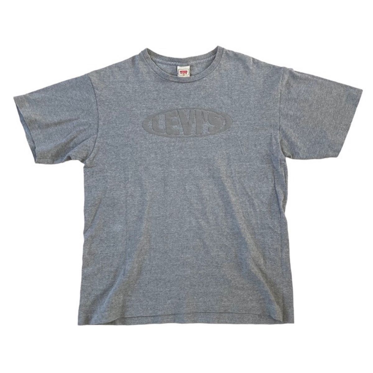 80s USA製 levis リーバイス ビッグロゴ デカロゴ 発泡プリント Tシャツ 杢グレー 霜降り　オールド　ビンテージ