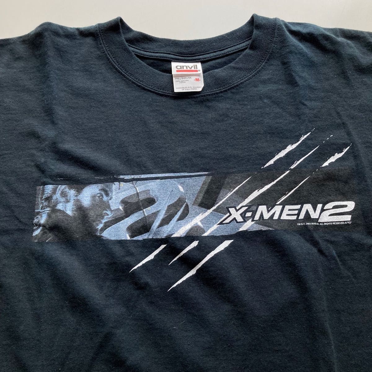 00s X-MEN2 エックスメン ムービー コットン Tシャツ 黒　M ブラック　アメコミ　映画　半袖　デッドストック　オールド