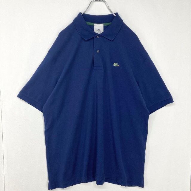 【激レア】美品 ラコステ メタルワニ ワンポイント 半袖ポロシャツ ネイビー　メンズ　Ｌサイズ　LACOSTE