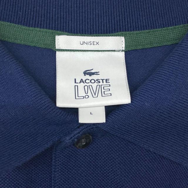 【激レア】美品 ラコステ メタルワニ ワンポイント 半袖ポロシャツ ネイビー　メンズ　Ｌサイズ　LACOSTE