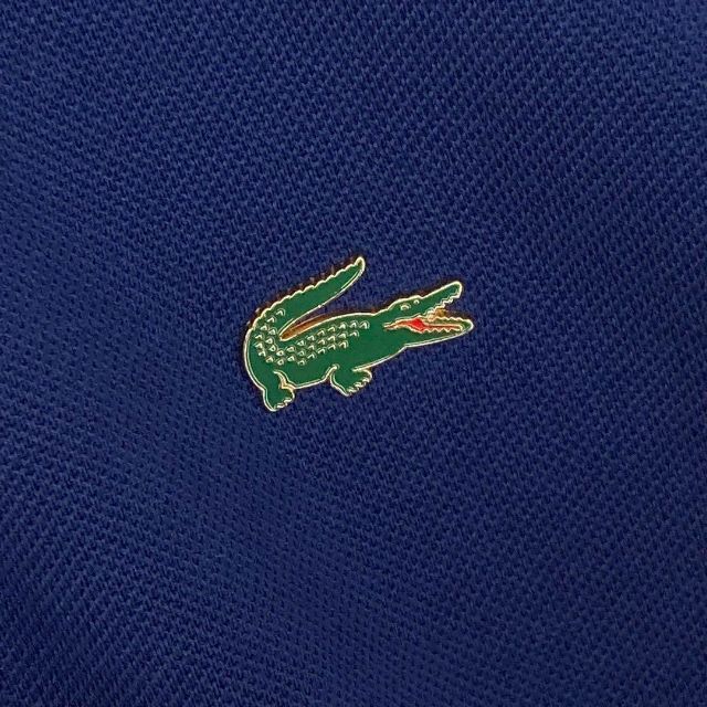 【激レア】美品 ラコステ メタルワニ ワンポイント 半袖ポロシャツ ネイビー　メンズ　Ｌサイズ　LACOSTE