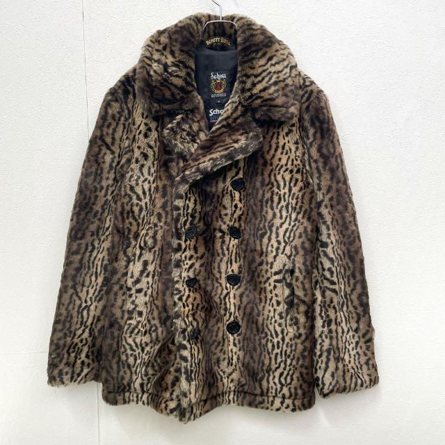 ショット Schott レオパード フェイクファー Pコート メンズ M ショット Schott レオパード フェイクファー Pコート メンズ M