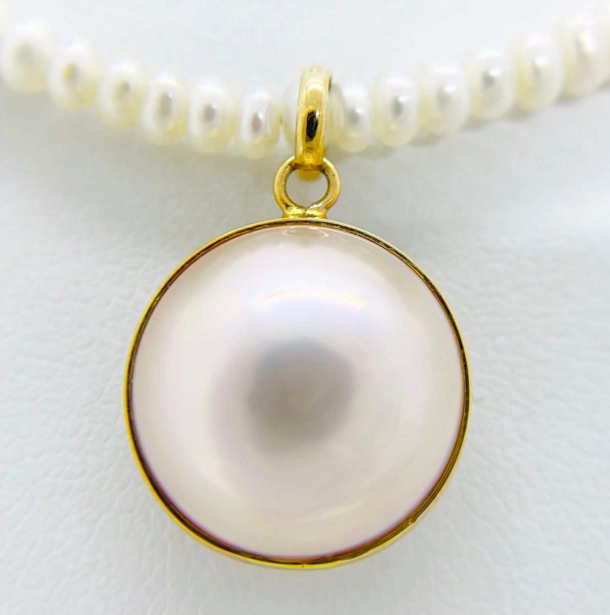マベパール 大粒 K18 イエローゴールド ベビーパール ネックレス 真珠