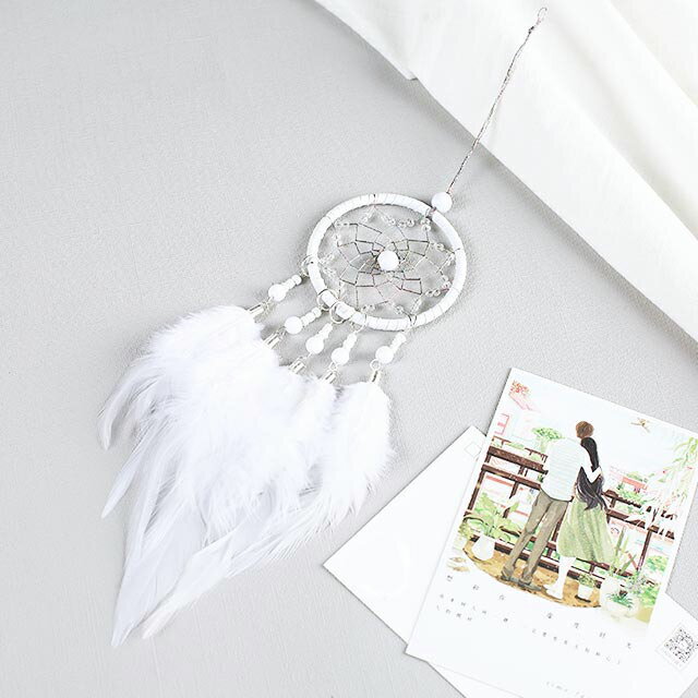  Dream catcher car car supplies room mirror accessory decoration feather stylish present hand made miscellaneous goods 2 color (P/ white ) set circle jpy 