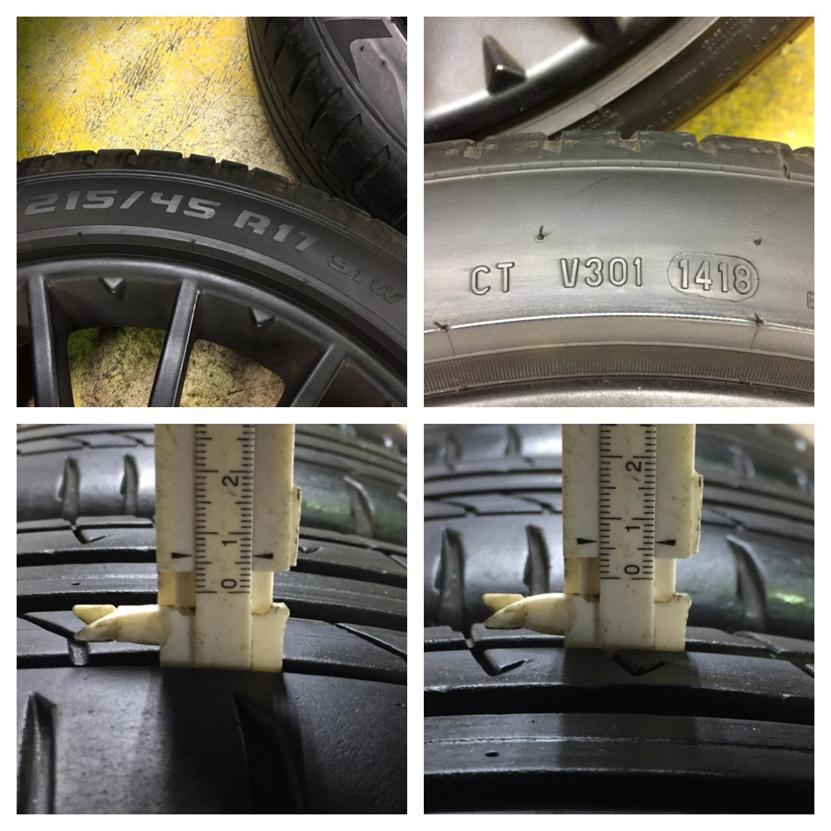 1 PIRELLI DRAGON SPORT 215/45R17 2019年製 8分目 アルファロメオ PCD 98mm アルファロメオ 等 *4331_画像3