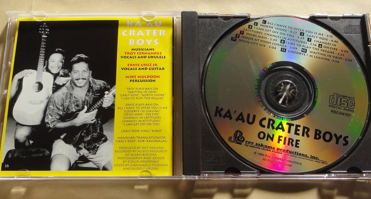 Ka\'au Crater Boys / On Fire! CD Ernie Cruz, Jr John Cruz Troy Fernandez Hawaiian HAWAIIAN