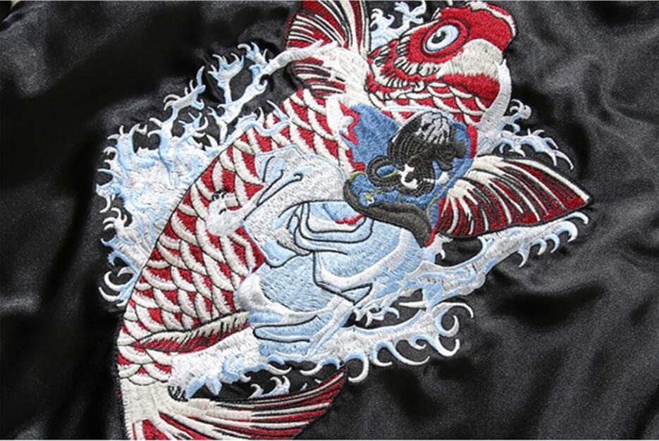 両面 中綿 スカジャン 鯉 龍柄 両面360℃刺繍加工 ジャケット サイズ 横須賀 和柄の画像6
