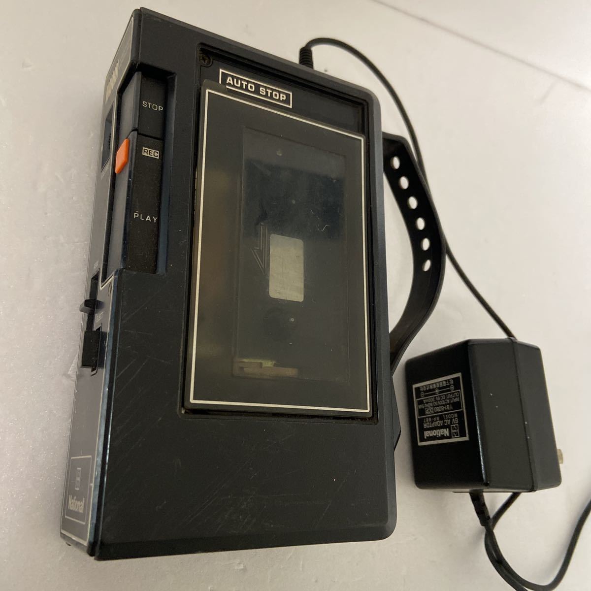 F-1756　National ナショナル カセットテープレコーダー ＲＱ-３０７ 再生確認済み 現状品　昭和レトロ　日本製　松下電器　アダプター付き_画像1