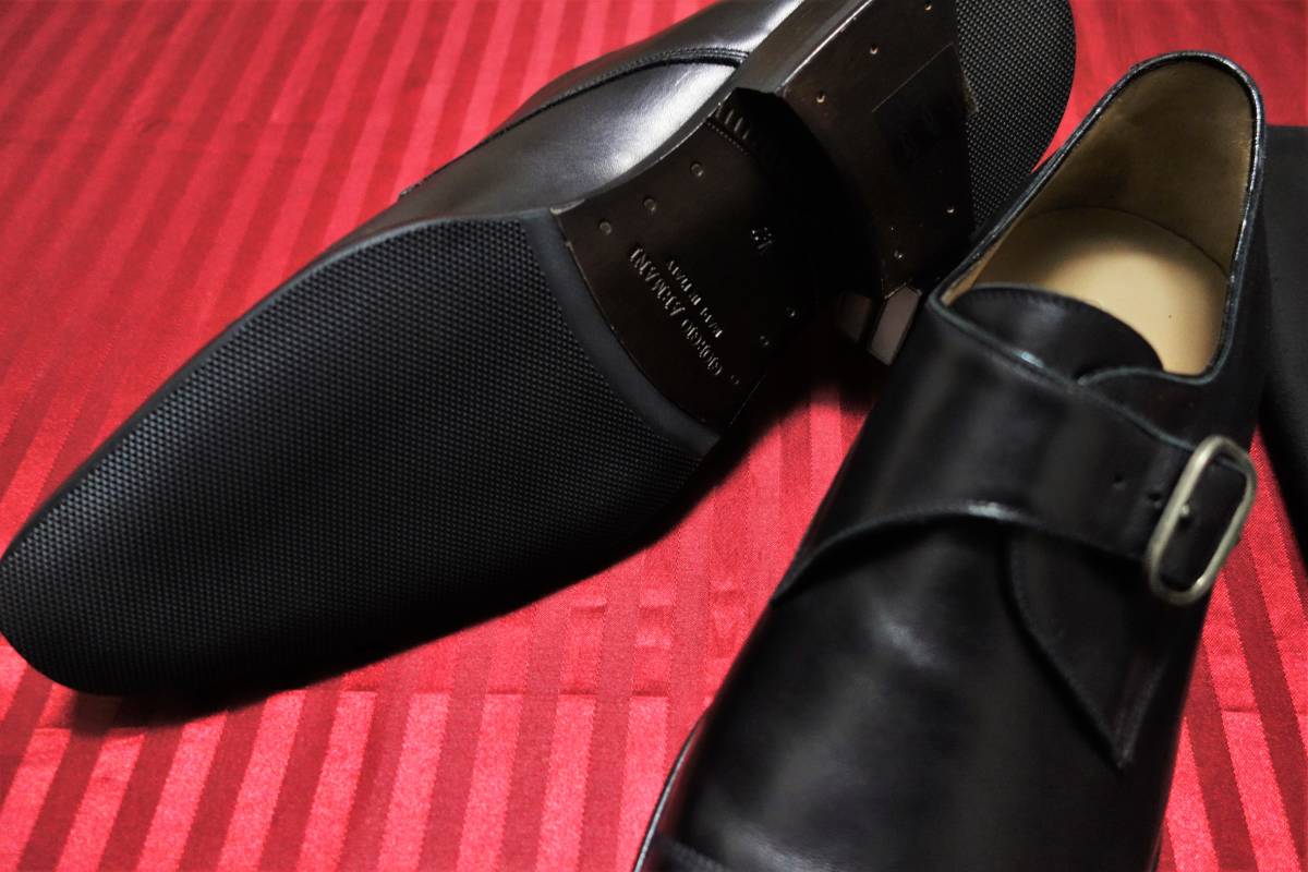  regular price 16 ten thousand jpy ^ unused goods joru geo Armani GIORGIO ARMANI strap business shoes 42( Japan size 27cm) black high class model 