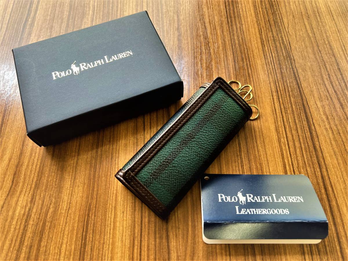  new goods unused box attaching [ Britain tradition. black watch ]POLO Ralph Lauren genuine article . know adult . recommended make 4 ream key case * finest quality car f leather xPVC/RRL