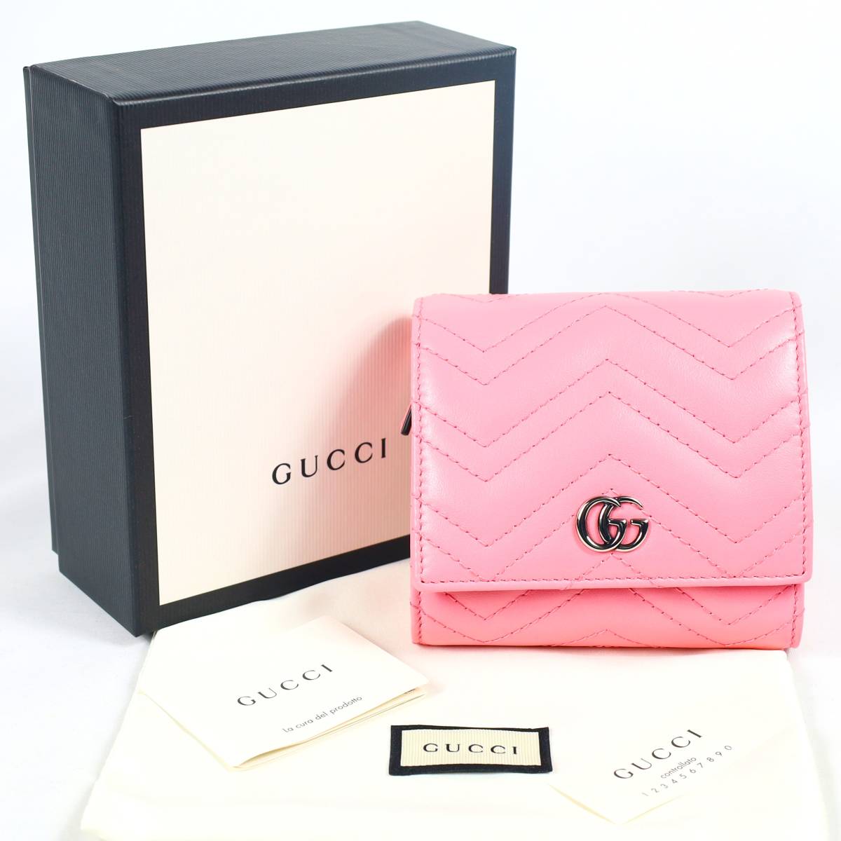 新品 未使用 GUCCI 折りたたみ財布　GGマーモント ピンク_画像10