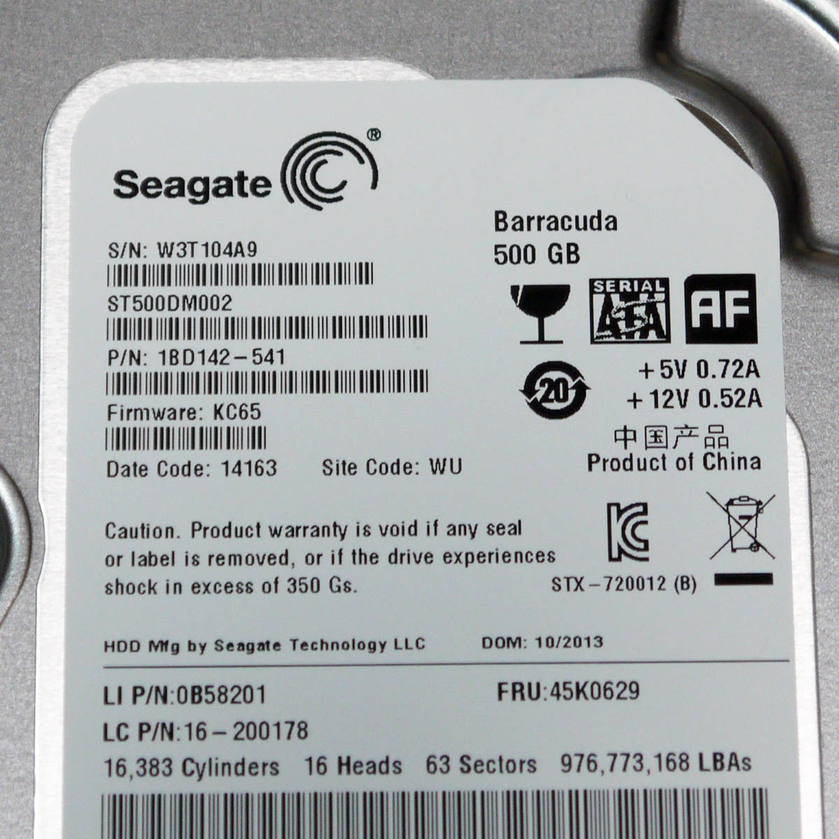 送料無料！【中古】MacOS 10.8.5 Mountain Lion入り　3.5inch HDD/500GB Seagate製 Barracuda レターパックプラス発送_画像3