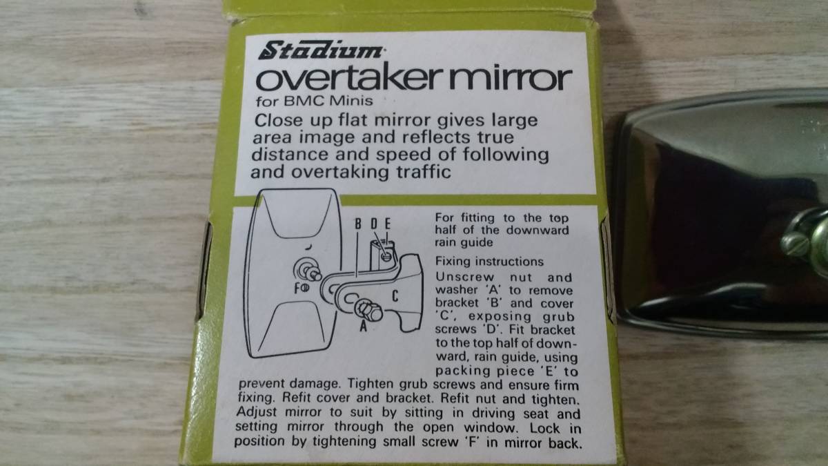 Stadium overtaker mirror for BMC Minis Stadium over te- car mirror rare rare that time thing unused NOS goods 