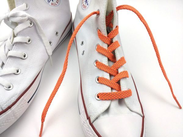 靴紐 シューレース 反射平タイプ リフレクター 格子 オレンジ 100cm_画像3