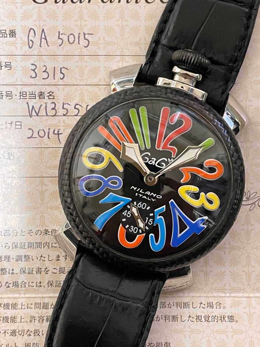 【10月いっぱい据置値下げ価格】ガガミラノ カーボン限定手巻き時計（中古）