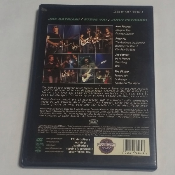 DVD★G3「LIVE IN TOKYO」JOE SATRIANI / STEVE VAI / JOHN PETRUCCI_画像2