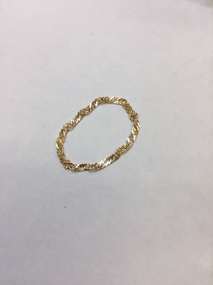 K18イエローゴールド 1.5mm幅スクリュー チェーンリング 指輪 K18YG_画像2