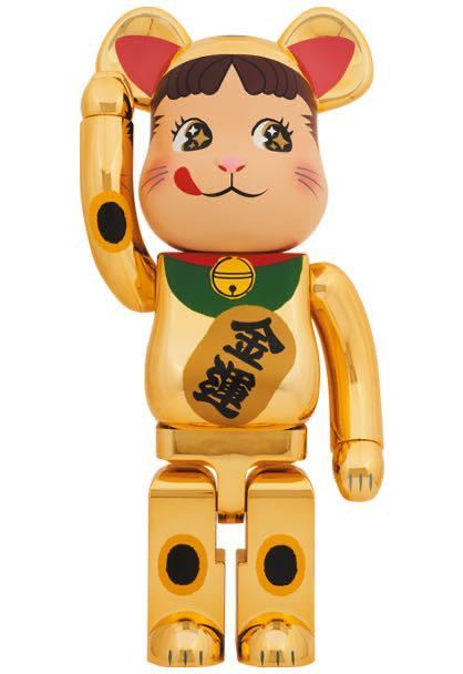 新品 輸送箱 未開封 BE@RBRICK 招き猫 ペコちゃん 金運 金メッキ 1000% ベアブリック 不二家 メディコムトイ フィギュア