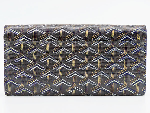  прекрасный товар Goyard va Len n складывающийся пополам длинный кошелек черный PVC кожа APM VARENNE 01