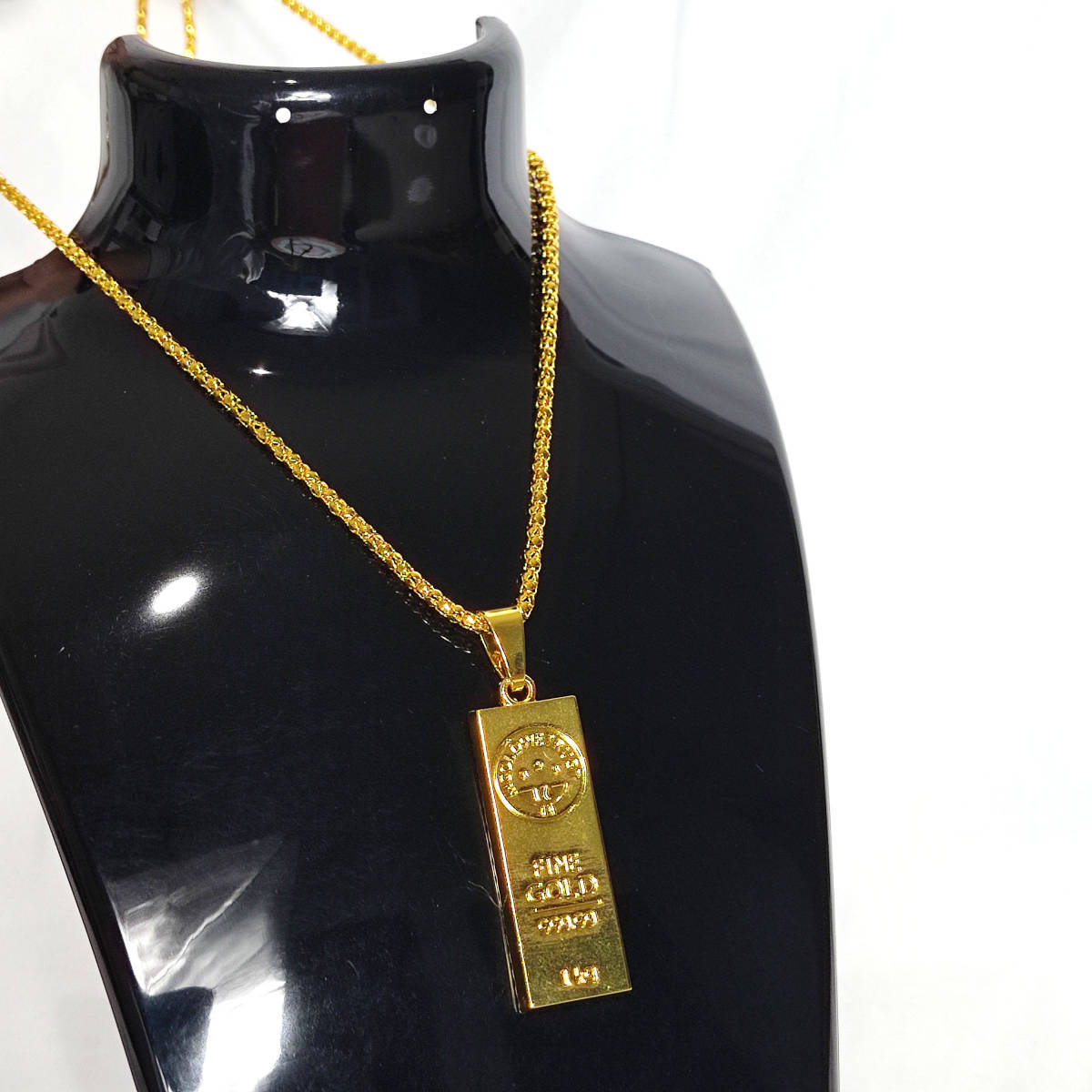 men's ladies necklace gold ingot 18k gold plated メンズ レディース. 喜平 ネックレス ゴールド インゴット 鍍金 157の画像3