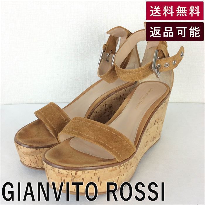 ジャンヴィトロッシ GIANVITO ROSSI サンダル サイズ37 コルク ウェッジソール D0717K001-D0902 中古 古着