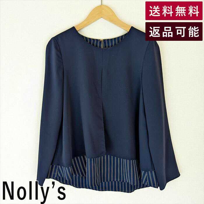 ノーリーズ Nolley's シャツ ストライプ プルオーバー ネイビー 紺 サイズ36 NF501014 NF501014 E1227N031-F0120 中古 古着_画像1