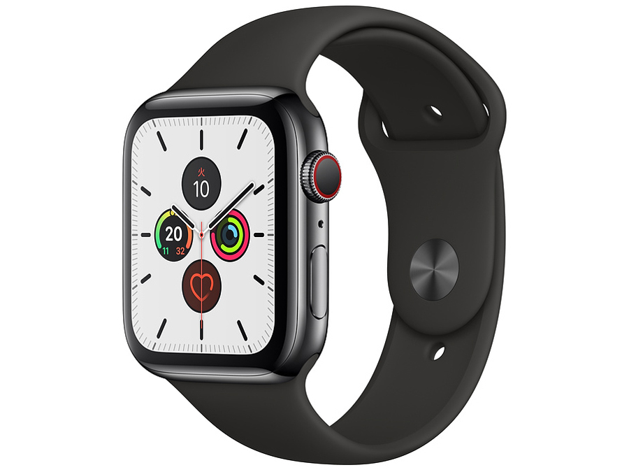 Apple Watch Series5 MWWK2J/A[スペースブラックステンレススチールケース/ブラックスポーツバンド]GPS+Cellular/44mm/新品/メーカー保証付