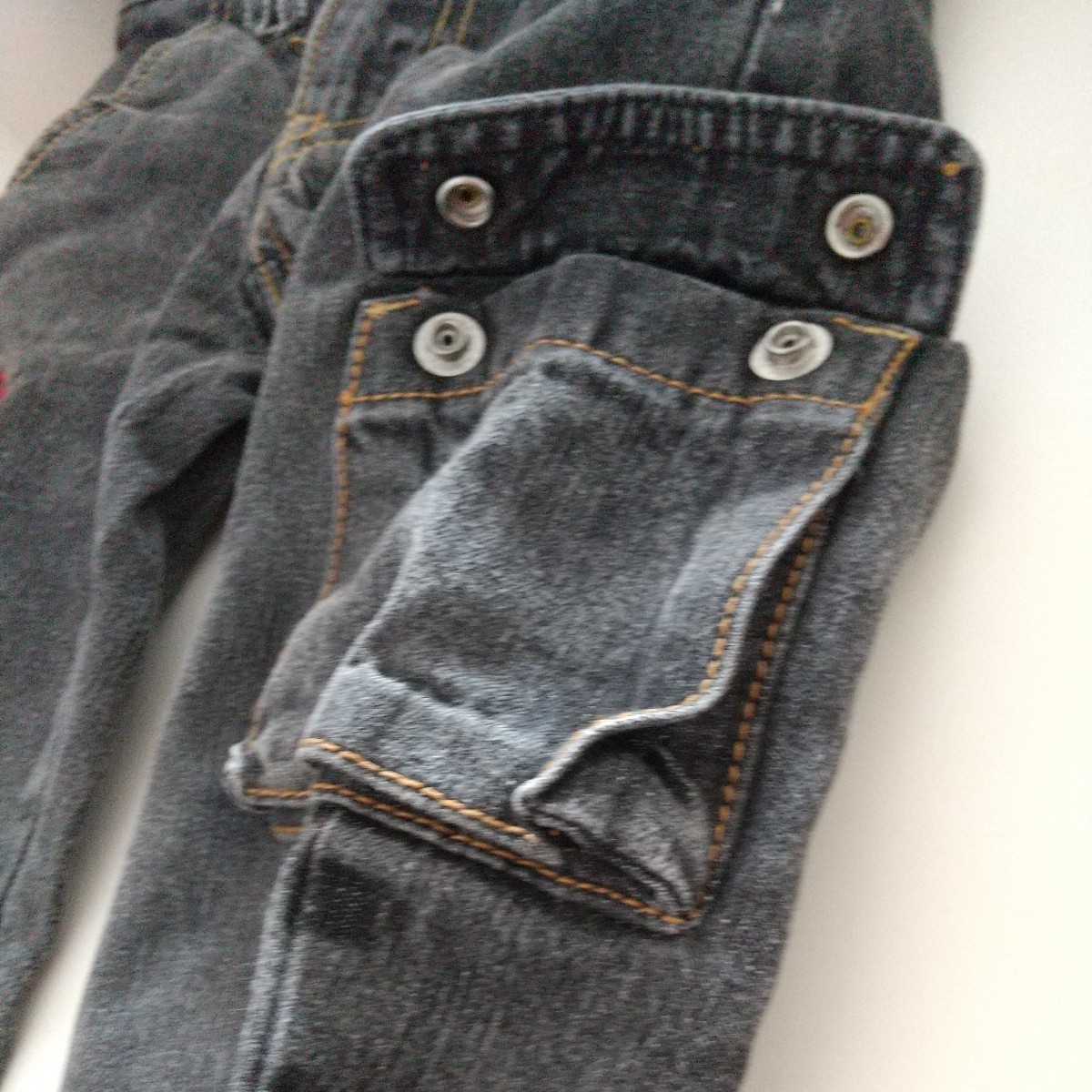 [ free shipping ] mini.k Mini K black Denim pants child clothes 110 size man character De Ville kun cotton 100 waist adjuster attaching 