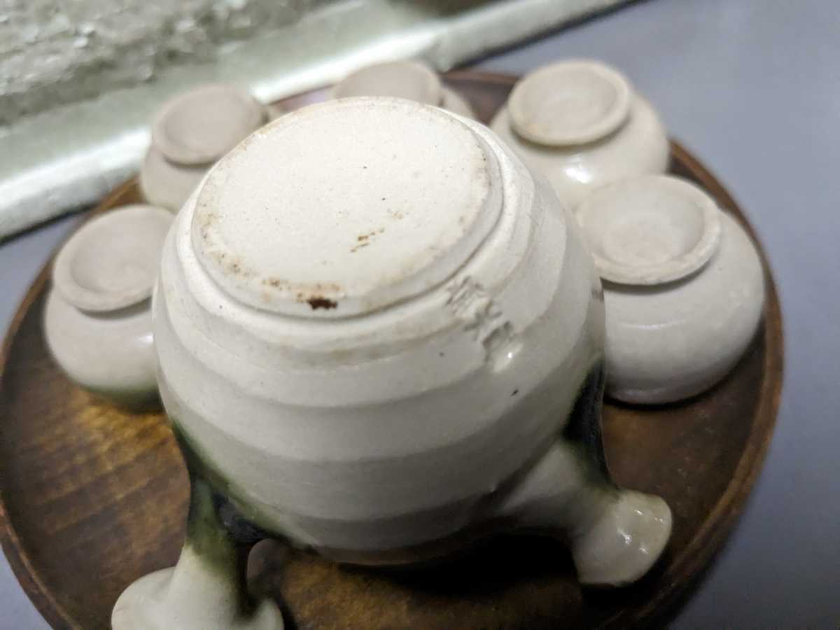 常滑焼 義叟作 伯宝彫り 七福神 急須 湯呑7点セット 茶器 煎茶道具