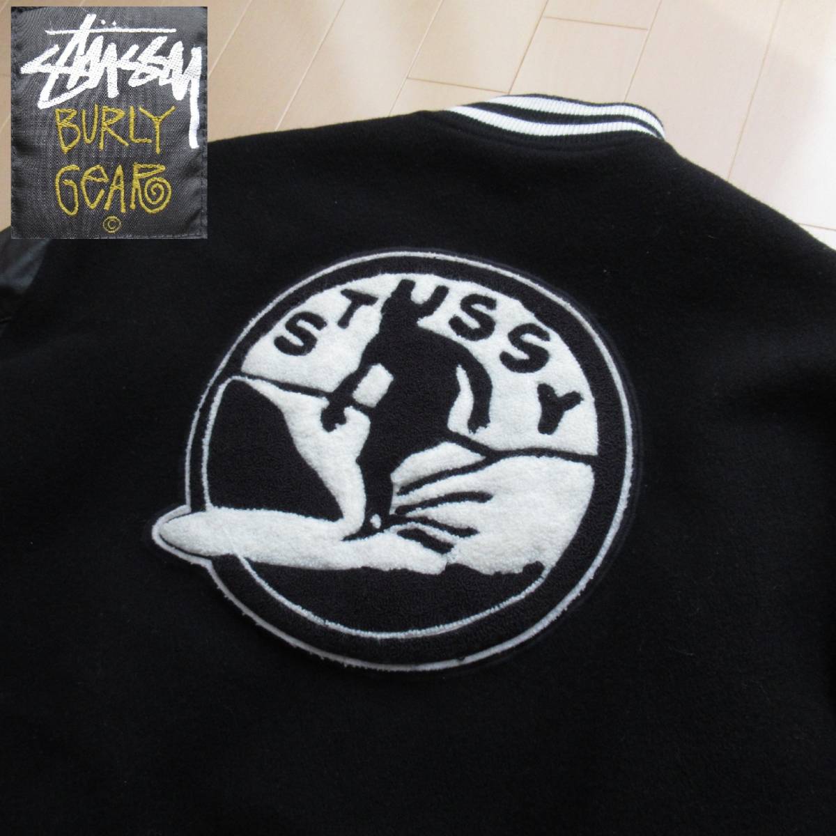 ★即決送込★サンプル？ 90s USA製 STUSSY surfing club スタジャン Varsity Jacket old oldstussy オールド ステューシー m l xl surf US