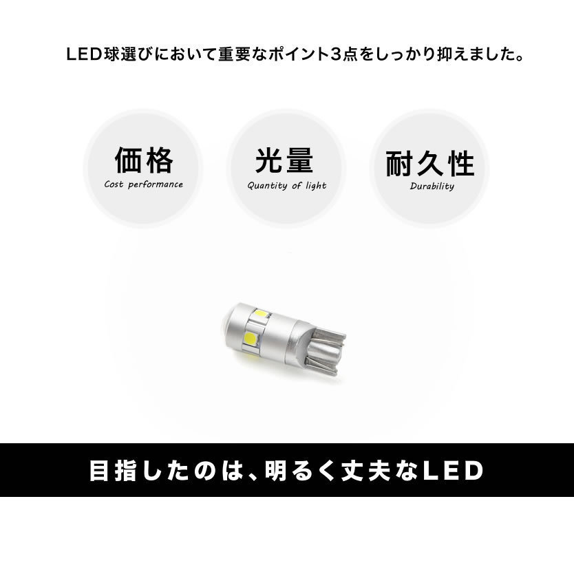 KDH/TRH200系 ハイエース レジアスエースT10 LED球 プロジェクター アルミヒートシンク 4個 ホワイト ポジション ナンバー灯等_画像2