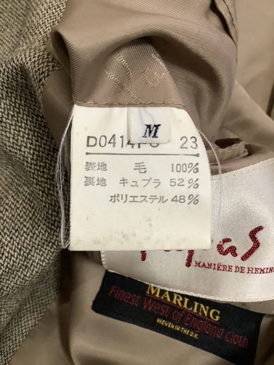 PAPAS パパス　MARLING ウールジャケット　テーラードジャケット メンズ　レトロ　紳士服　昭和　古着　中古品_画像7